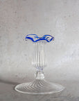 Celeste Blue Handblown Glass Candlestick