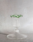 Celeste Green Handblown Glass Candlestick