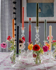 Celeste Green Handblown Glass Candlestick