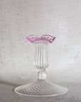 Celeste Pink Handblown Glass Candlestick