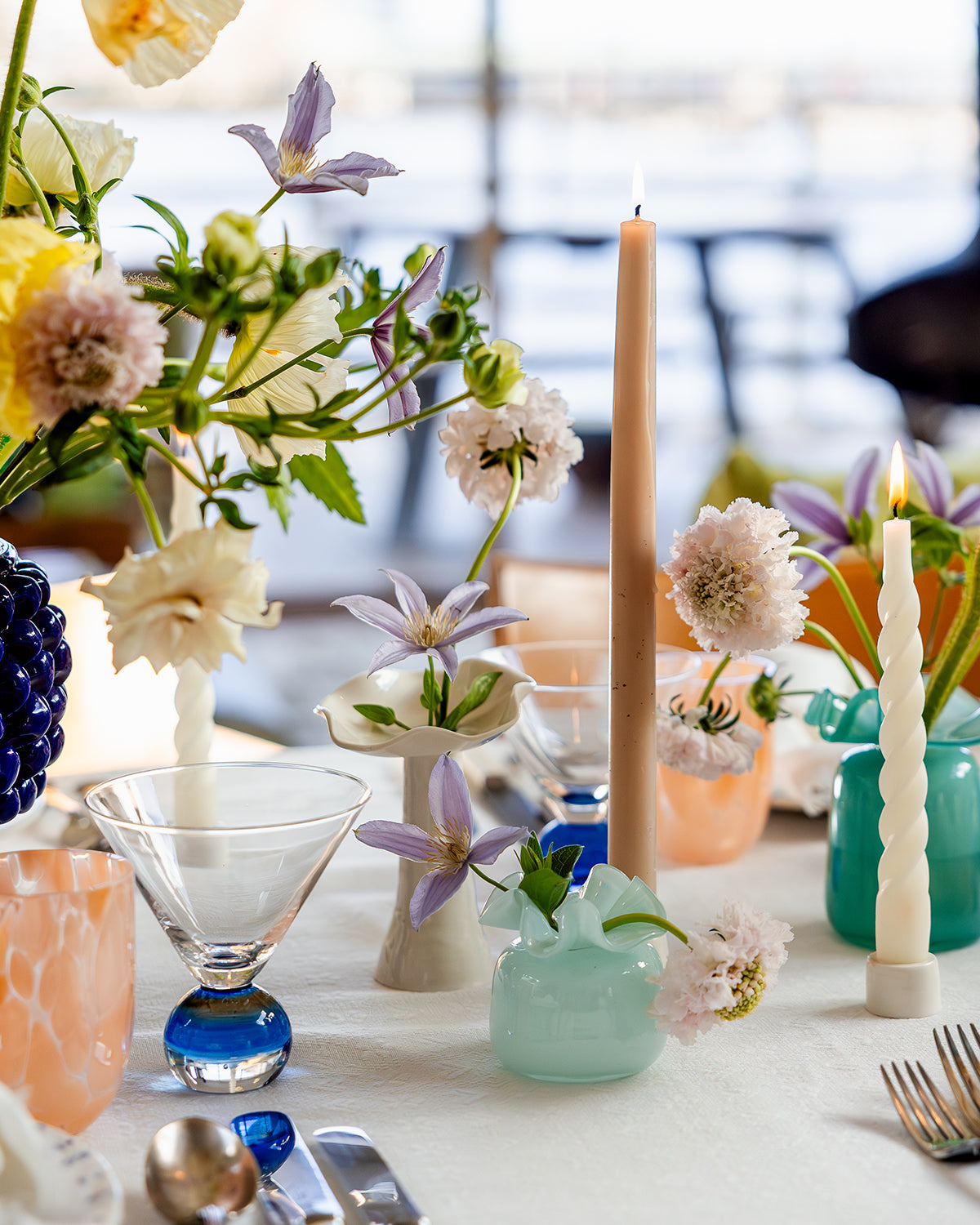 Marla &amp; Primrose - Baby Blue Handmade Ruffle Glass Bud Vase