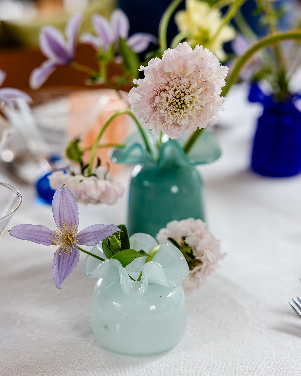 Marla &amp; Primrose - Baby Blue Handmade Ruffle Glass Bud Vase